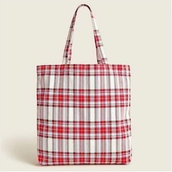 J. Crew Red Plaid Bag Fair Isle Blanket Towel Bunting Set ALL NEW Set of 3 - Picture 8 of 14